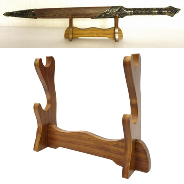 Soporte o estante de madera horizontal para su espada o katana