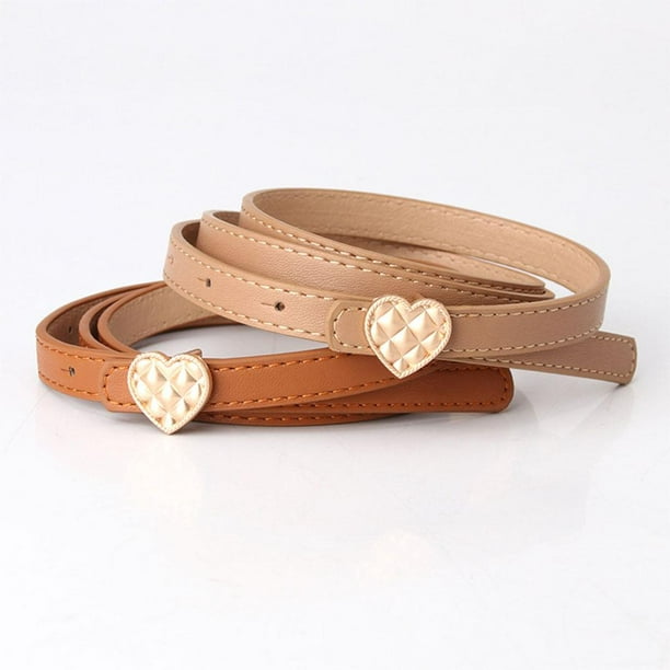 Cinturón elástico para mujer con hebilla de corazón dorado, de PU, cintura pa Baoblaze cinturón Walmart en línea