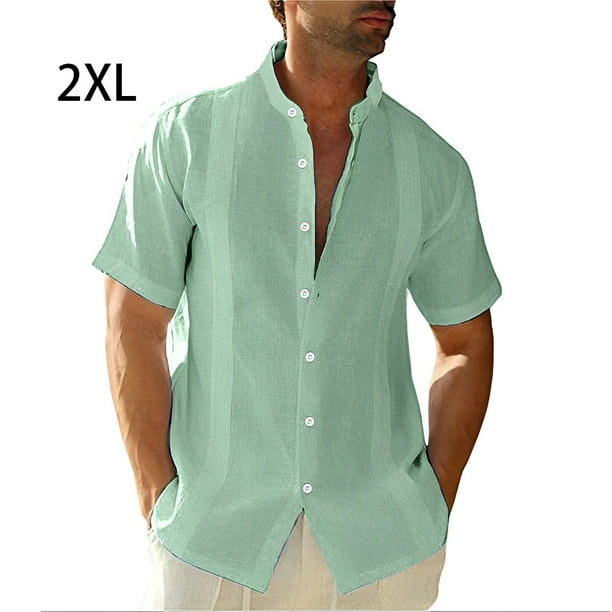  Pooluly Camisas casuales para hombre, camisa de trabajo con  botones, manga corta, transpirable, ropa de trabajo, Verde04 : Ropa,  Zapatos y Joyería