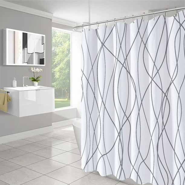 Cortinas de ducha de 78 pulgadas para baño, cortinas de ducha de tela  resistente color gris y blanco degradado con ganchos, calidad de hotel, –  Yaxa Store