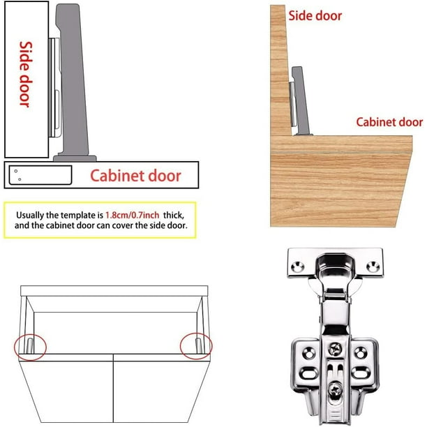 Paquete de 2 bisagras de cierre suave, bisagras de puerta de armario de  cocina con mecanismo de cierre automático, bisagra de placa de cierre lento  y