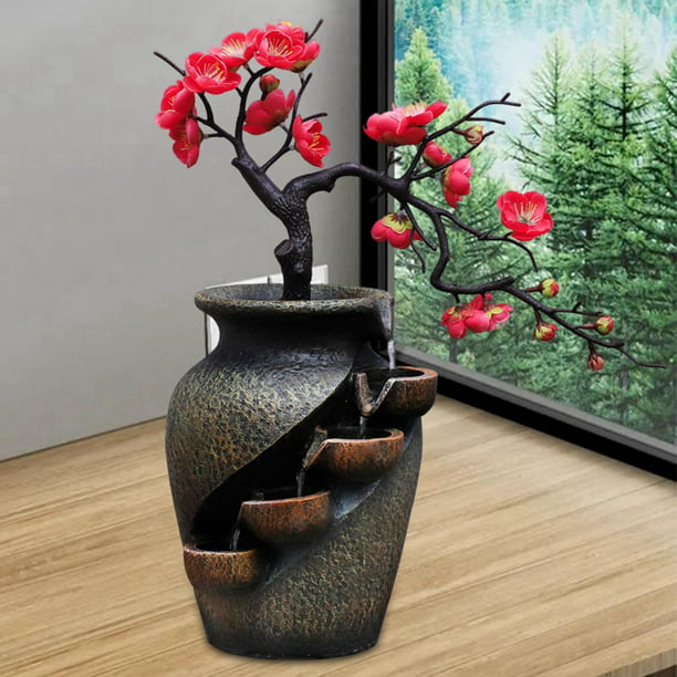 Fuente de agua para interiores, fuente de agua decorativa relajante, fuente  de agua decorativa, diseño interior, planta Feng Shui, cascada de agua