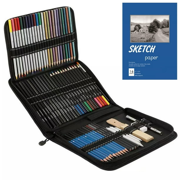  145 piezas Kit de arte profesional plegable, kit de dibujo en color,  Complete Artist Kit 