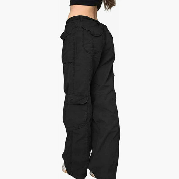 Pantalones Cargo para mujer, estilo occidental, con cordón