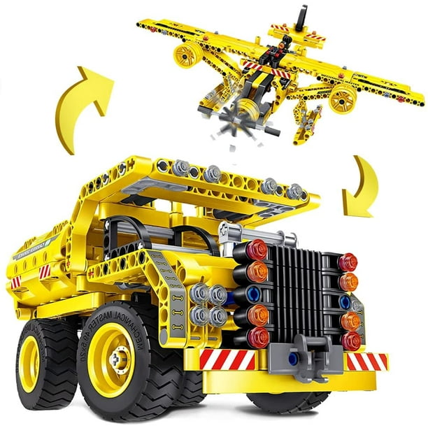 Juguetes de construcción STEM para niños de 8 a 12 años Camión volquete o  avión 2 en 1 Juego de juguetes educativos de ingeniería de construcción 6 7  8 9 10 11