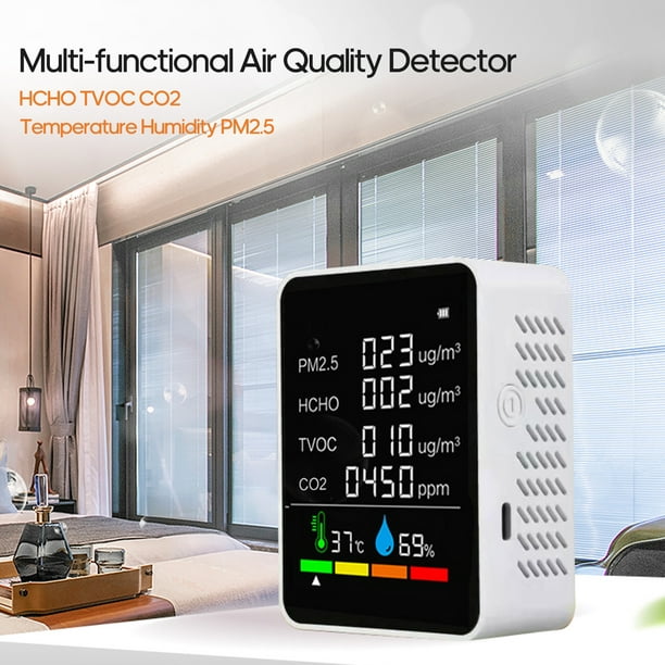 Monitor de calidad del aire, medidor de dióxido de carbono multifuncional,  detector de CO2 HCHO, monitor portátil de calidad del aire, probador de