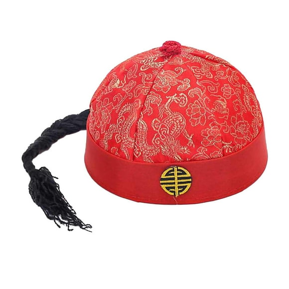 sombrero oriental chino sombrero de príncipe heredero para adultos sombrero de emperador chino con rojo