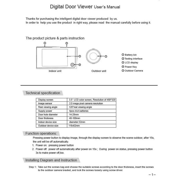 LCD Video Cámara Inteligente para Puerta con Visor de Ojos, Contraseña de  Seguridad de Alta Eficacia, de Colco con Mirilla Digital HD