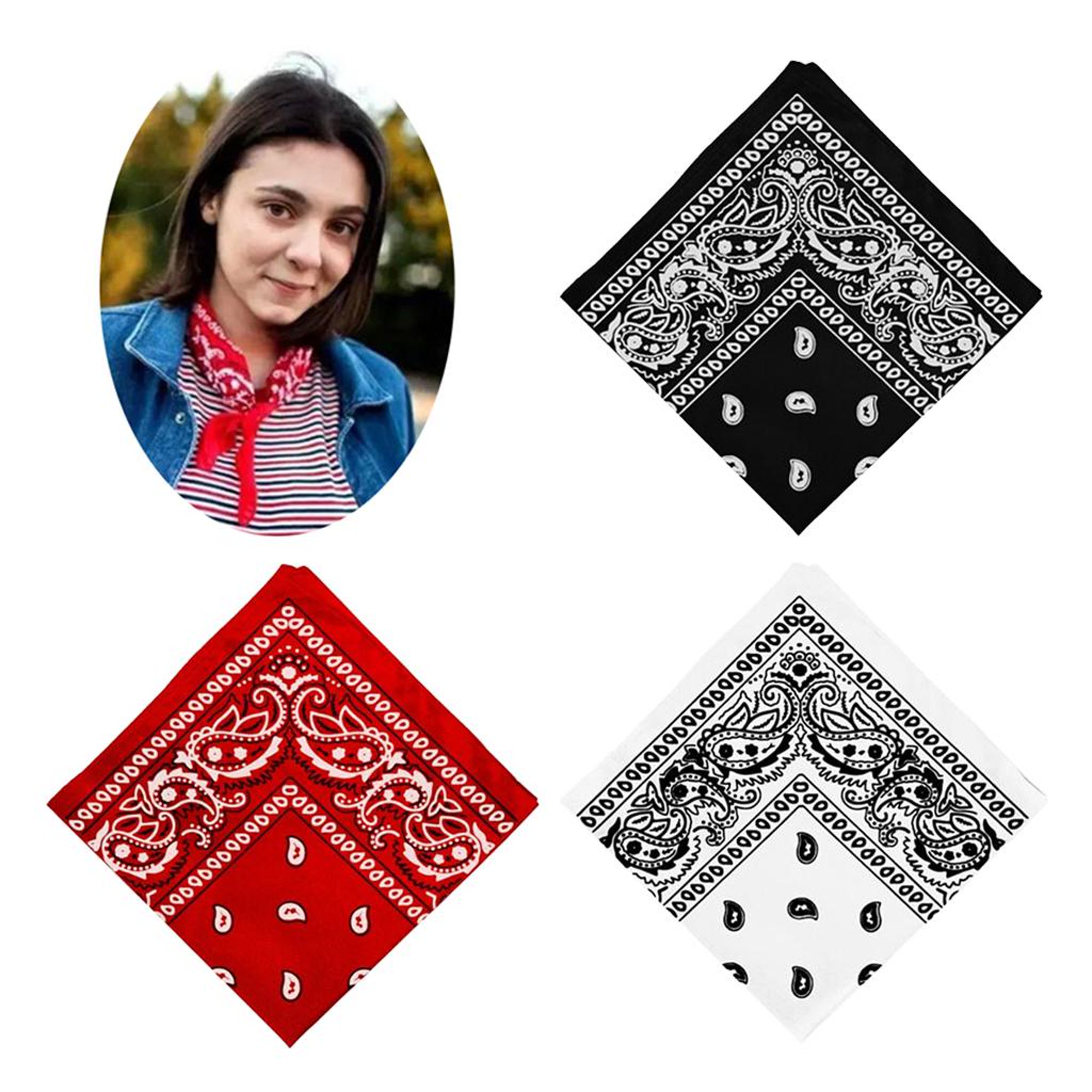 2pcs Paisley Bandanas, Pañuelos para el cabello para mujeres