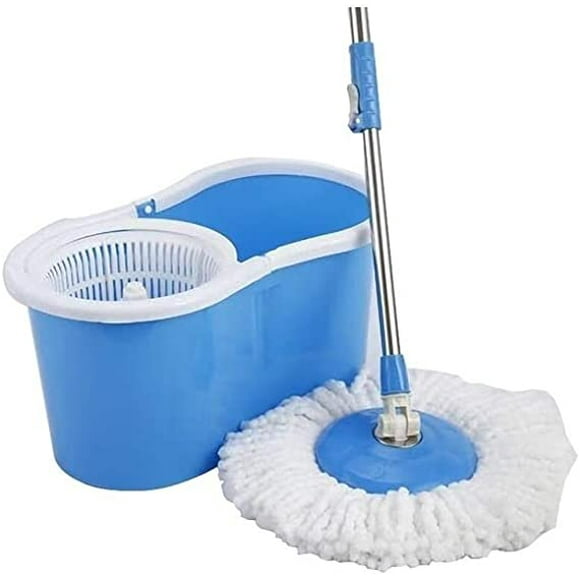 Trapeador giratorio Magic Mop 360°, exprimidor de acero, con un mop de  repuesto MYRVA CUBETA