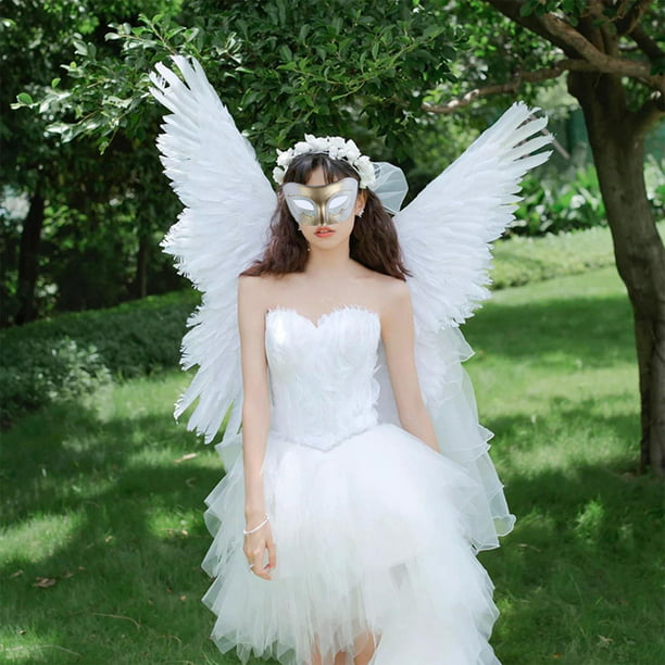  Disfraz de plumas blancas de Halloween para adultos, estilo  bosque, fotografía, decoración de espalda, alas de ángel, accesorios de  cosplay (78.7 in de ancho) : Ropa, Zapatos y Joyería