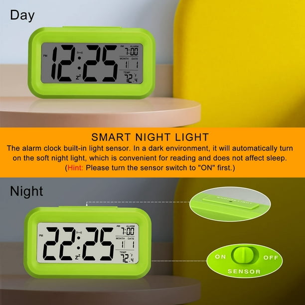 Reloj de pared digital LED creativo con anillo de alarma cambio de 7  colores