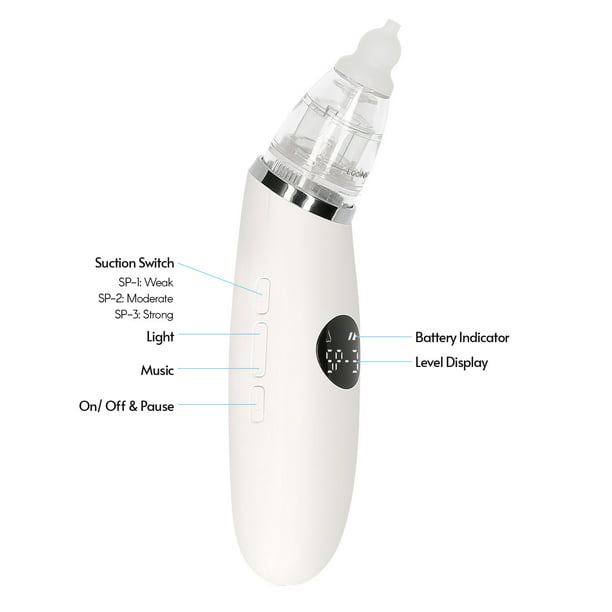 Bellababy - Aspirador nasal para bebé, chupón de nariz para bebé, removedor  de mocos con 3 niveles de succión, 2 puntas y función calmante ligera