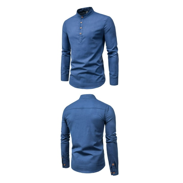   Essentials - Camiseta de manga larga con ajuste regular  para hombre, color azul, talla XL : Ropa, Zapatos y Joyería