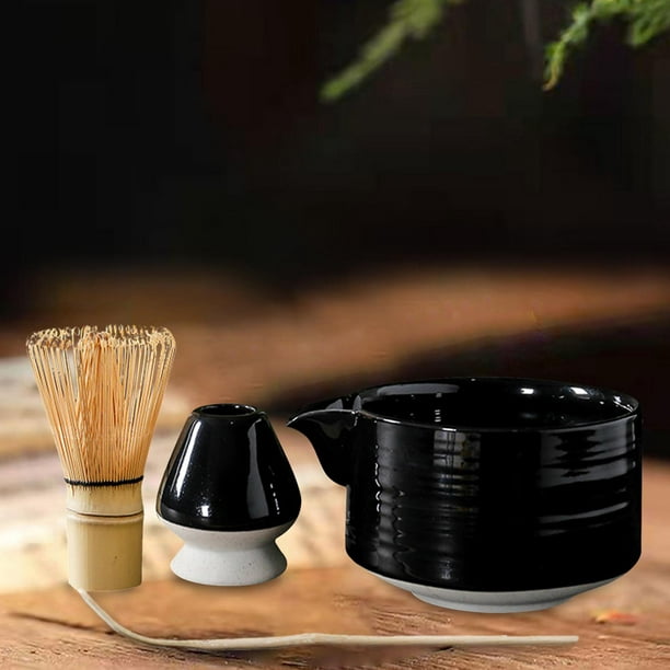 Té Matcha Kit de batidor de matcha y cuchara de bambú, soporte de batidor y  cuenco de cerámica - Juego de regalo para la preparación del té tradicional  japoné : : Hogar