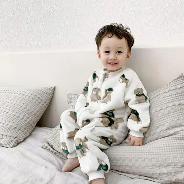 Pijamas de franela gruesa de una pieza para niños y niñas, ropa de casa,  manta de lana para bebés, p Estilo Azteca