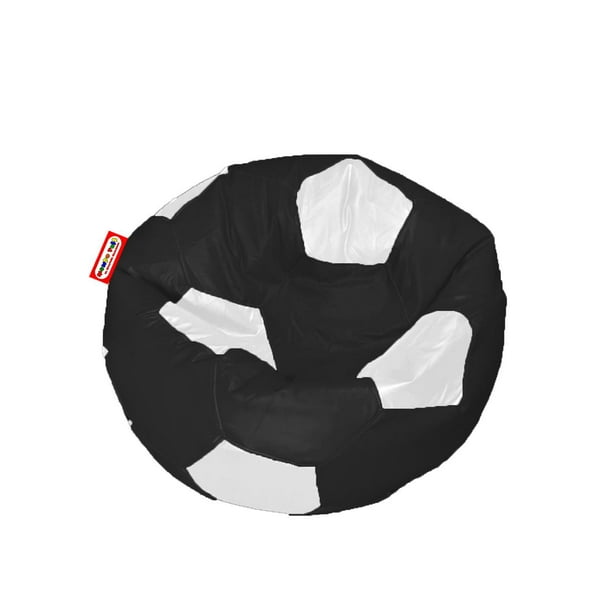 Sillon Puff Soccer Mediano Blanco Con Negro 75 Cm Diametro