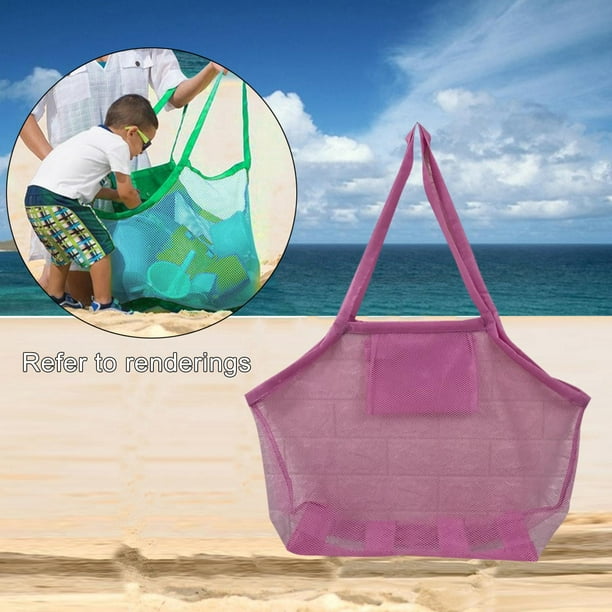 Bolsa grande para juguetes de playa Bolsas de de malla para piscina Bolsa  para arena , Rosa Salvador bolsos de playa de malla