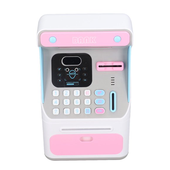 Zonkin Electronic Password Piggy Bank Kids Safe Bank Mini ATM Electronic Money Save Box Cash Coin Can (Blue White)