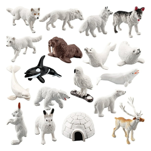 2x 18x Simulación Mini juguetes de animales árticos, juego de juguetes pa  preescoles, decoración pa , decoración, juguetes de animales pol Zulema  Figuras de animales polares