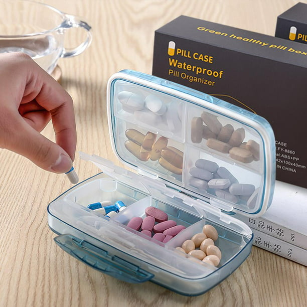 Estuche portátil grande para medicamentos con 8 ranuras, caja para guardar  pastillas, resistente al agua, Zulema Estuche de almacenamiento de tabletas