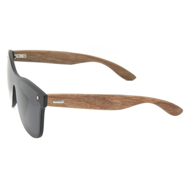 Gafas de sol con lentes de una pieza sin montura, gafas de sol de madera  polarizadas UV400 con espejo HD para exteriores, color negro