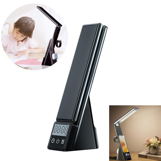 Lámpara de escritorio LED con cargador inalámbrico rápido de 10 W, lámparas  de escritorio de lectura regulables para oficina y hogar, luz de