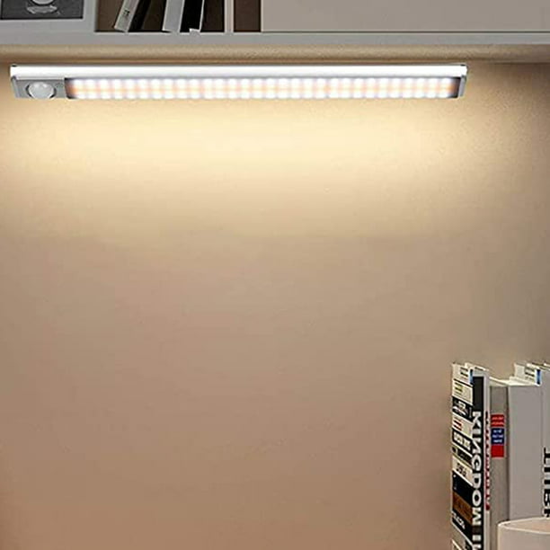  Luz LED de armario de sensor de movimiento, recargable, para  iluminación debajo del gabinete, inalámbrica, batería de la barra de noche  de 2500mAh para armario, closet, cocina. 3 modos de blanco