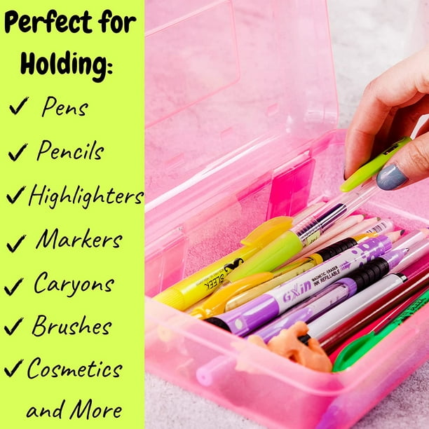 Caja de lápices, paquete de 2, colores surtidos, estuche de lápices para  niños, caja de lápices para niños, caja de lápices de plástico, estuche  rígido, caja de suministros escolares, caja de almacenamiento