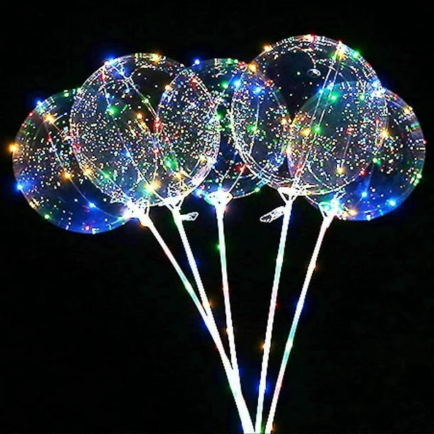 Globos de 5 piezas, globos brillantes, globos LED con globos de palo, globos  LED coloridos, globos LED de helio, luces LED de hadas de colores.  YONGSHENG 8390612403033