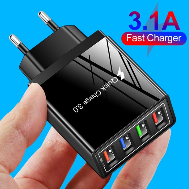 Comprar Cargador rápido 3.1A 4 USB carga rápida 4,0 3,0 pared