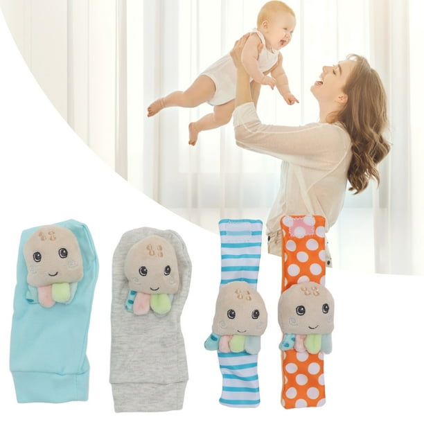 Calcetines de sonajero para bebé sonajeros de tobillo de muñeca para bebé  respetuosos con la piel forma de pulpo ajustable 4 Uds ANGGREK Otros