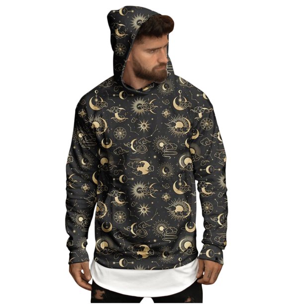 Suéter con capucha para hombre de otoño e invierno Blusa con estampado de  sol y luna Pompotops gfhjh6293