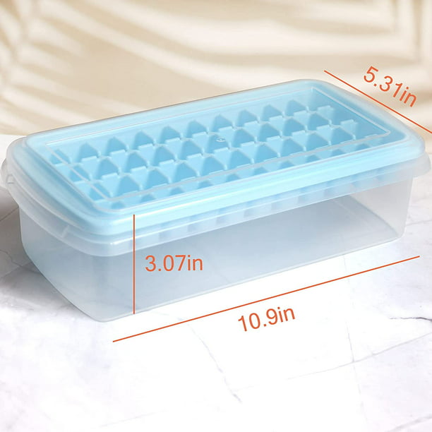 Bandeja para cubitos de hielo con tapa y contenedor, bandeja de silicona  sin BPA con tapa, recipiente y pinzas, bandeja de hielo apilable de 36