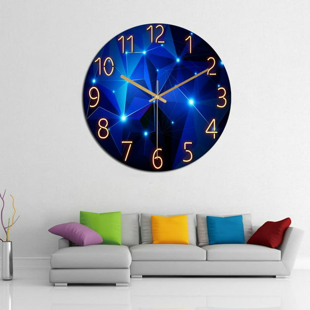 Reloj de pared grande, reloj de pared azul marino para decoración de sala  de estar, reloj de pared silencioso sin tictac, reloj de pared decorativo