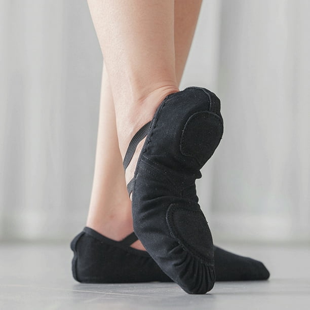 s de ballet de lona de moda para mujer, zapatos planos de yoga para  Black_35 Sunnimix ballet pointe zapato de las mujeres niña