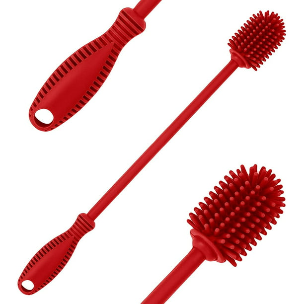 Cepillo de silicona para biberones - Cepillo para lavar biberones - Cepillo  de silicona - Cepillo para biberones - (Rojo) TUNC Sencillez
