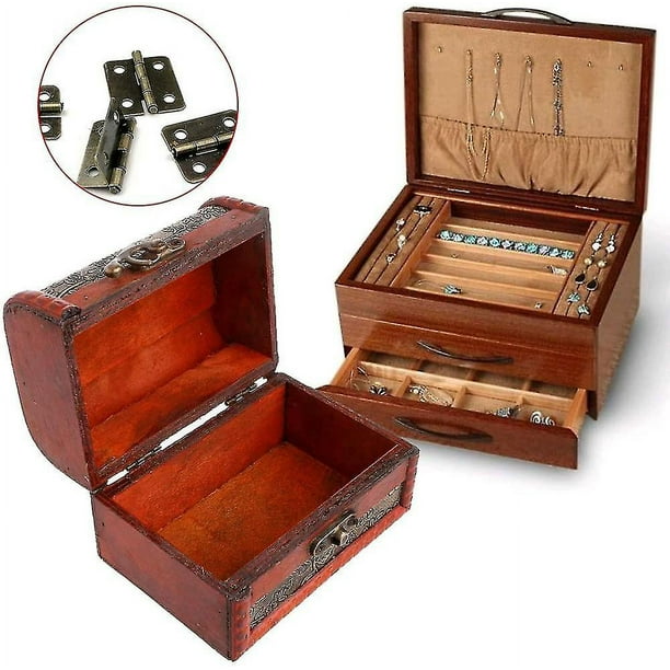 60 piezas de minibisagras antiguas para cajas de joyería de madera,  bisagras pequeñas para manualidades hechas a mano