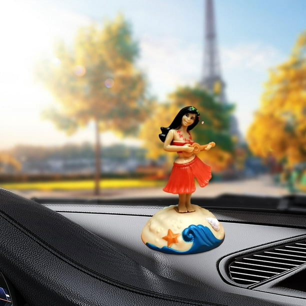 Muñeca hawaiana para salpicadero de niña, adorno agitador con ukelele,  muñeca interior de coche para niña bailarina hawaiana para el hogar y el  coche , Rojo Baoblaze figura bailando