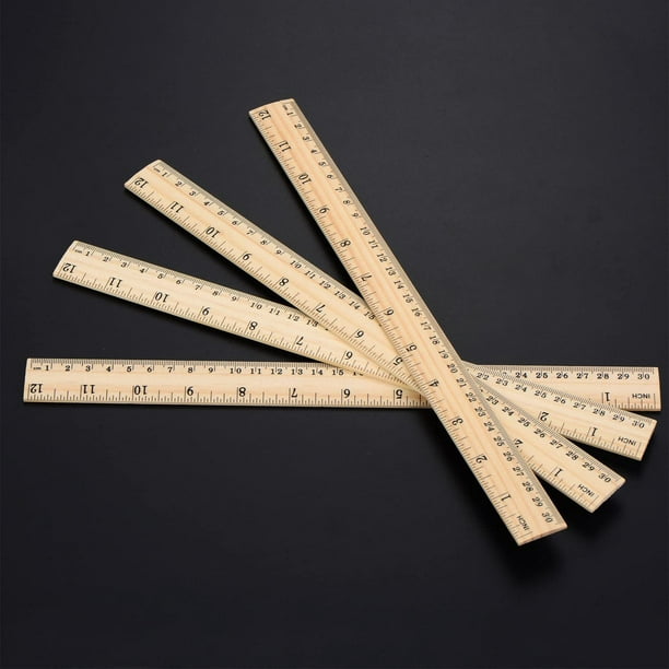 Paquete de 12 reglas de madera para estudiantes, reglas escolares de  madera, regla de oficina, regla de medición, 2 escalas (12 pulgadas y 11.8  in)
