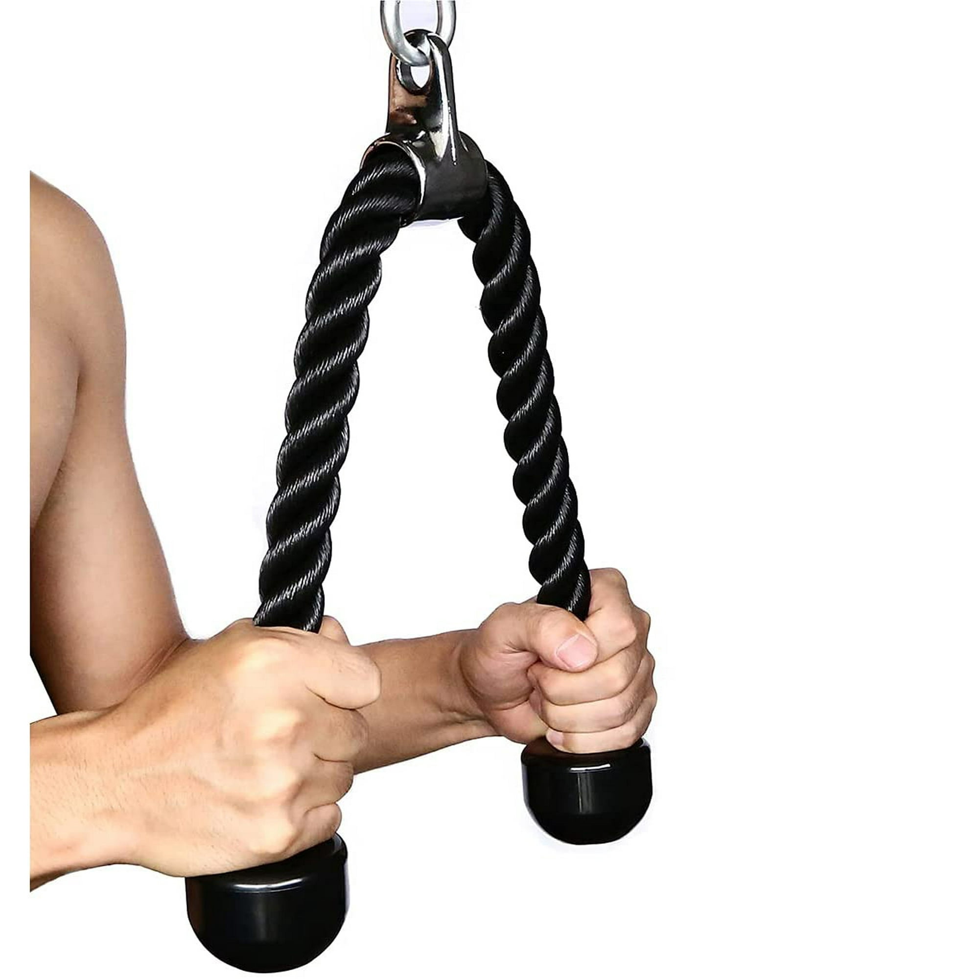 Negro - Cuerda de tríceps de nailon con extremos de goma antideslizantes  Cuerda de tríceps para dominadas de 70 cm (para gimnasio o entrenamiento en  casa) JM MX-0137945FYD