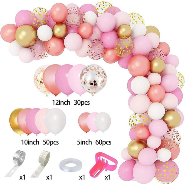 Globos rosa y dorado, 50 globos de látex rosa, blanco y dorado, globos de  confeti rosa y dorado de 12 pulgadas para cumpleaños, bodas, baby shower