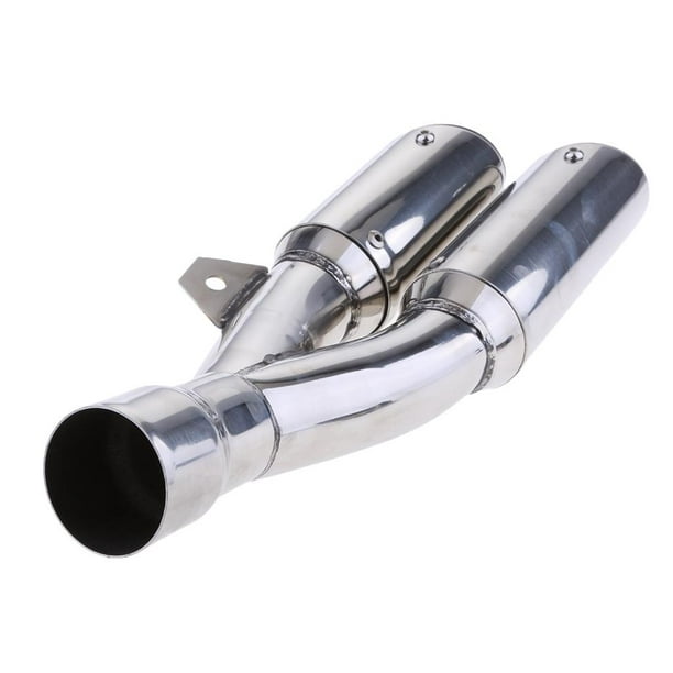 Tubo de escape Doble tubos puntas de silenciador de pipas de la cola de  escape de acero inoxidable p Meterk Tubo de escape