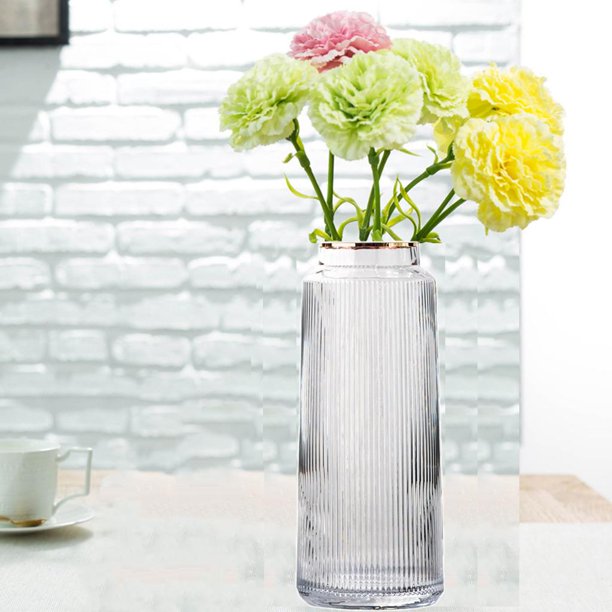 Floreros de cristal para centros de mesa, decoración de boda, florero de  vidrio transparente para ramo de flores, 9 pulgadas de alto