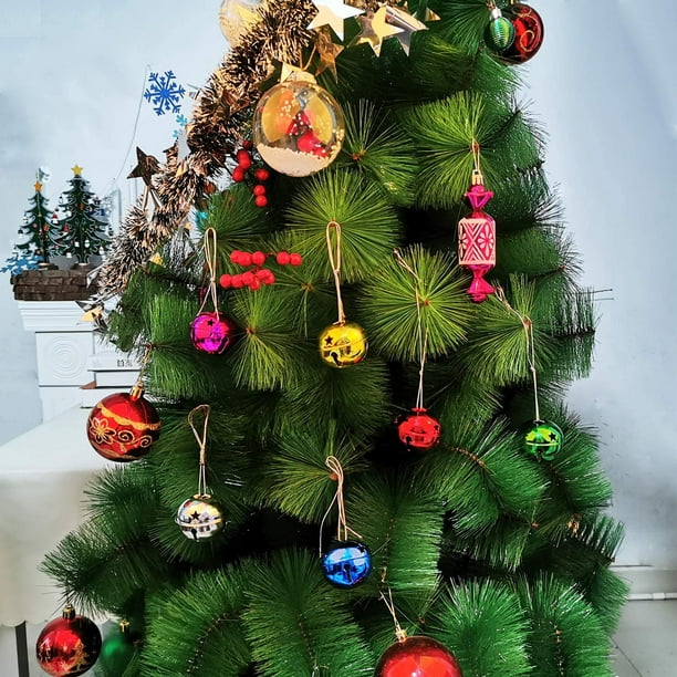 Cascabeles navideños, 10 Uds., cascabeles grandes, decoración de árbol de  Navidad de colores, cascabeles de metal, 5 cm (rojo)