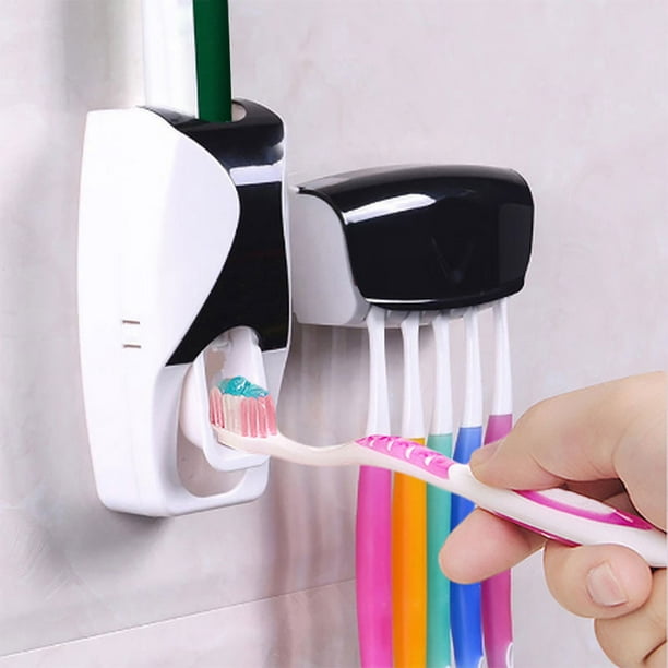 Soportes para cepillos de dientes para baños, 2 tazas de soporte para  cepillos de dientes montado en la pared con dispensador automático de pasta  de