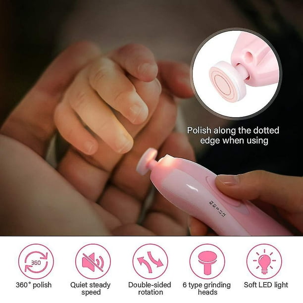 Lima de uñas eléctrica para bebés, kit de lima de uñas para bebé con  cortaúñas, cuidado de uñas de los dedos de los pies, pulido seguro para  bebés