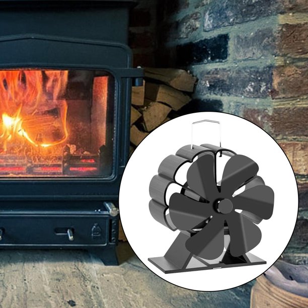 Ventilador de chimenea de estilo mini negro de 1 pieza, ventilador de  estufa alimentado por calor