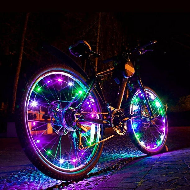 Paquete de 2 luces de rueda de bicicleta – Luces LED impermeables para  bicicleta de adultos/niños en bicicleta de noche – 7 colores LED para