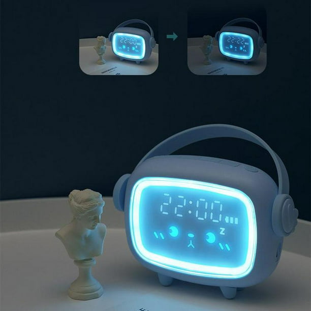ZOLGINAH Reloj Despertador para Niños Iluminar Lámpara LED Digital Reloj Despertador  Luz Nocturna Niña Niños Día Noche Niño Volumen Ajustable Snooze Carga USB  Reloj Despertador-Azul